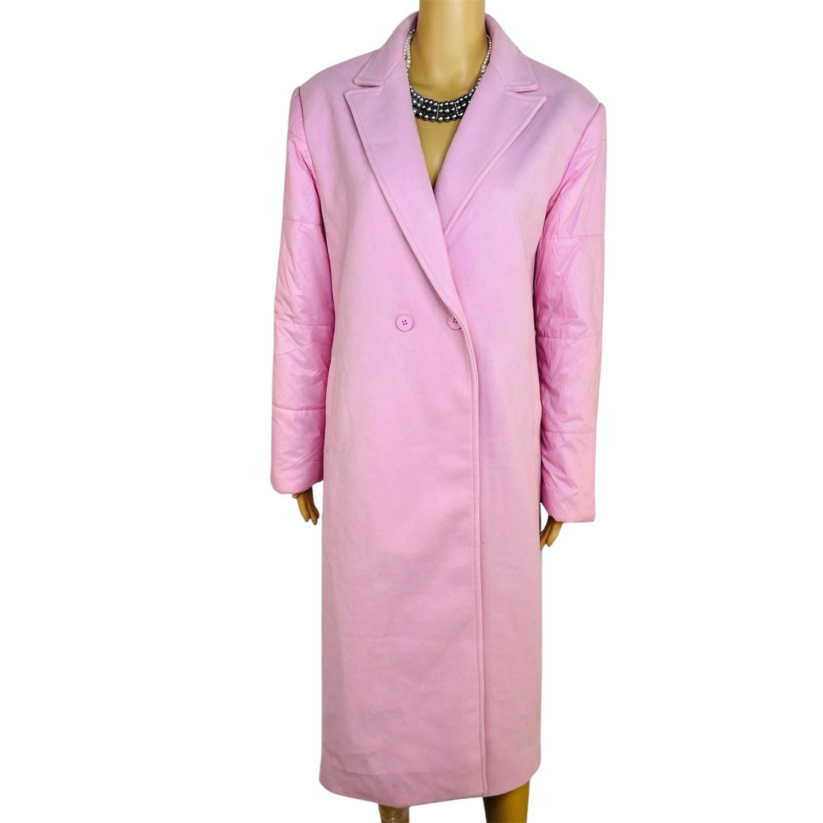 FashionNova Change of Season Pink Coat Size S Puffy Sleeves Midi Princess Roomy