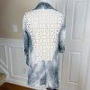 ALBERTO MAKALI Ivory Gray Overlay Cascading With drape Open Front Cardigan Sz M
