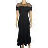 New ELLIATT Black Asymmetrical Bodycon Stretch Fishnet Cocktail Midi Dress SZ S