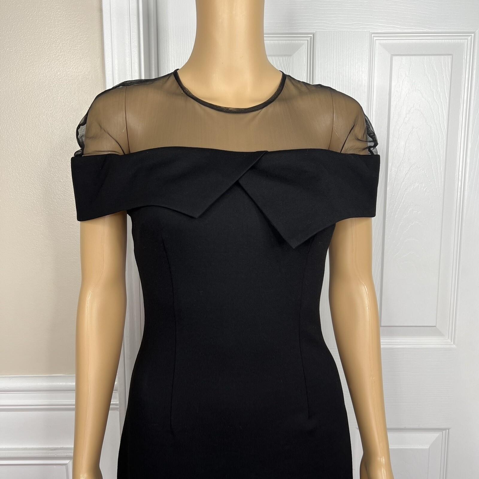 New ELLIATT Black Asymmetrical Bodycon Stretch Fishnet Cocktail Midi Dress SZ S