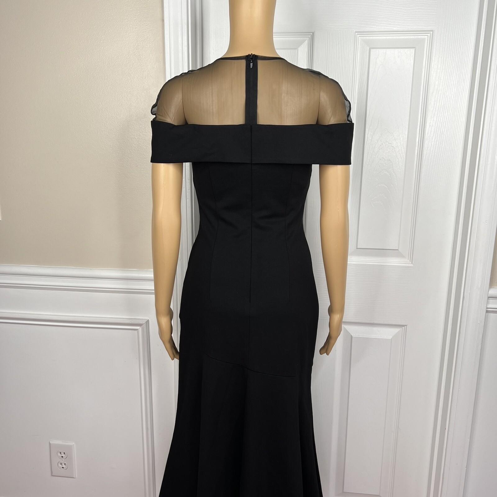 New ELLIATT Black Asymmetrical Bodycon Stretch Fishnet Cocktail Midi Dress SZ S