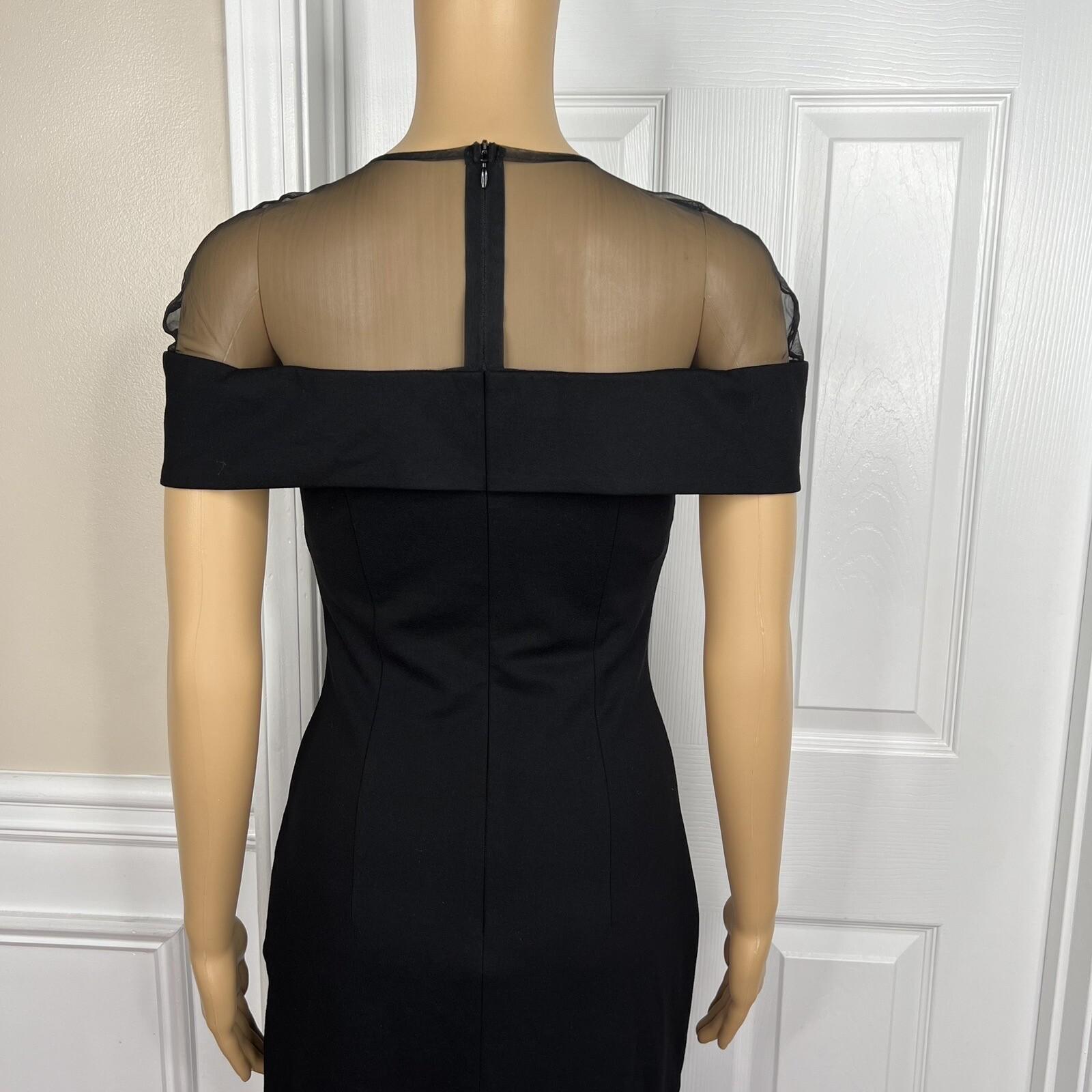 New ELLIATT Black Asymmetrical Bodycon Stretch Fishnet Cocktail Midi Dress SZ S