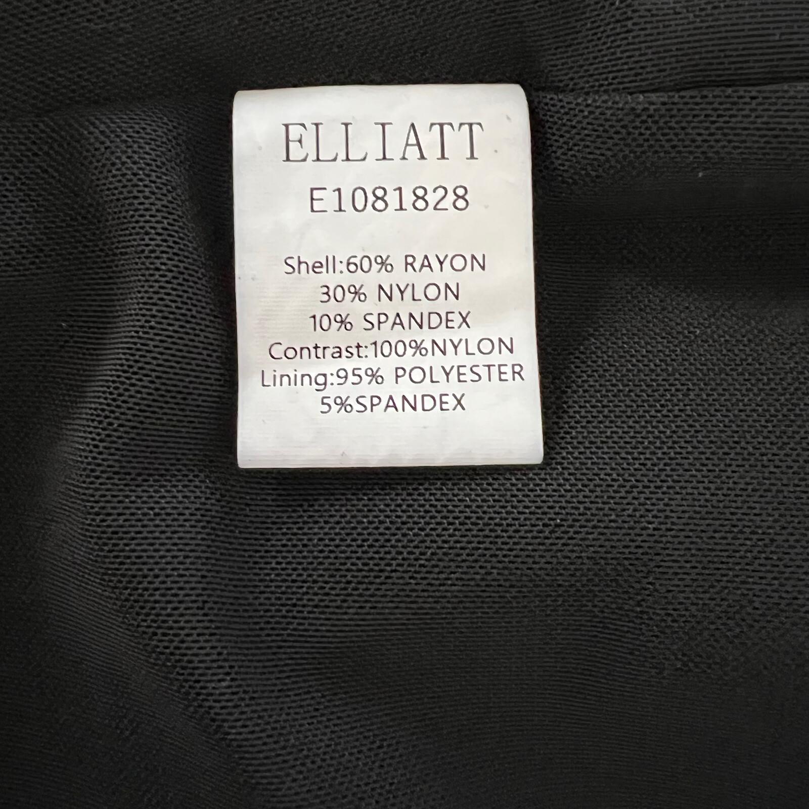 New ELLIATT Black Asymmetrical Bodycon Stretch Fishnet Cocktail Midi Dress SZ S
