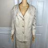 KASPER 2PC Beige Silver Polyester Stand Up Collar Cocktail Skirt Suit Size 24W