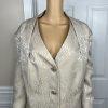 KASPER 2PC Beige Silver Polyester Stand Up Collar Cocktail Skirt Suit Size 24W