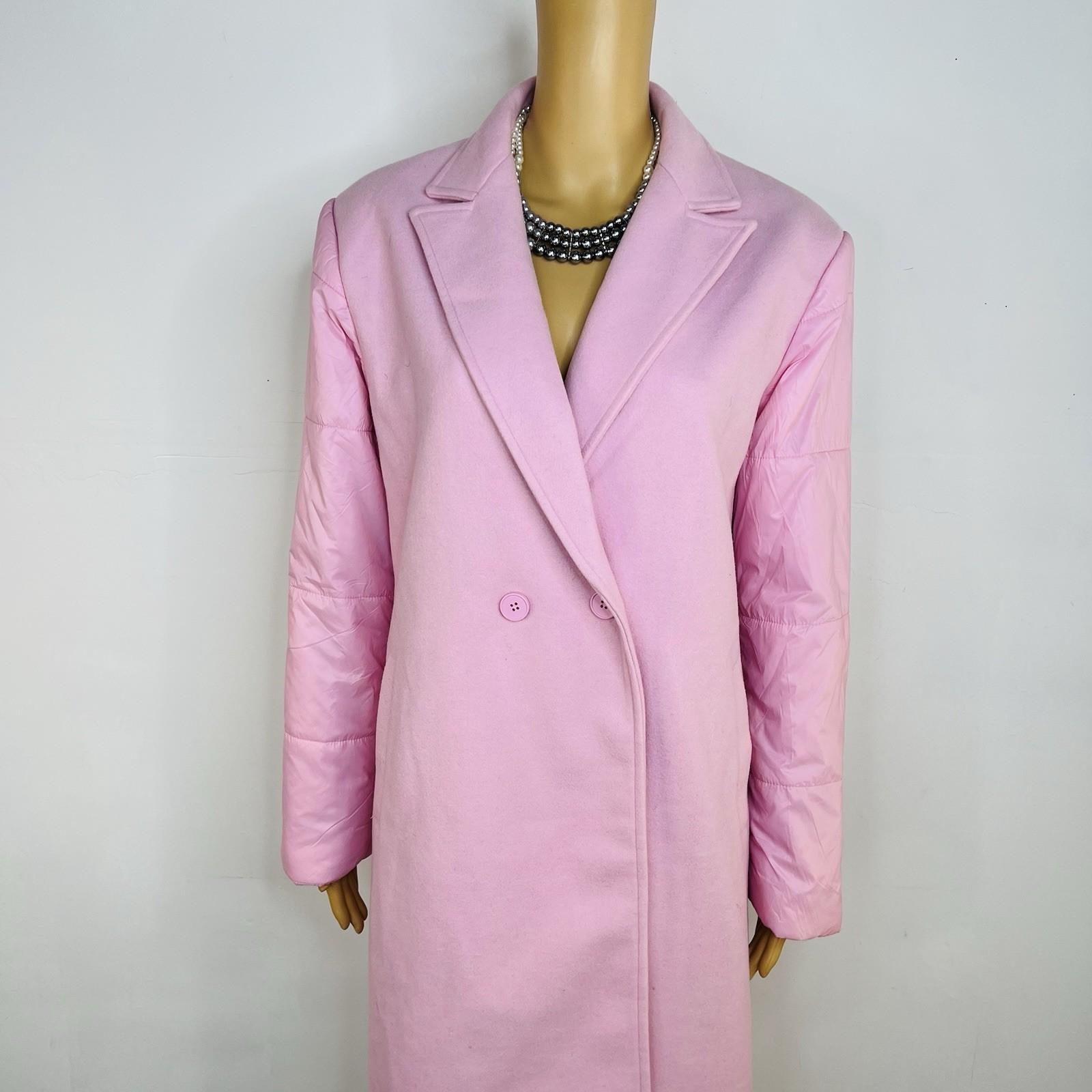 FashionNova Change of Season Pink Coat Size S Puffy Sleeves Midi Princess Roomy