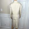 KASPER 2PC Beige Silver Polyester Stand Up Collar Cocktail Skirt Suit Size 24W