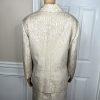 KASPER 2PC Beige Silver Polyester Stand Up Collar Cocktail Skirt Suit Size 24W