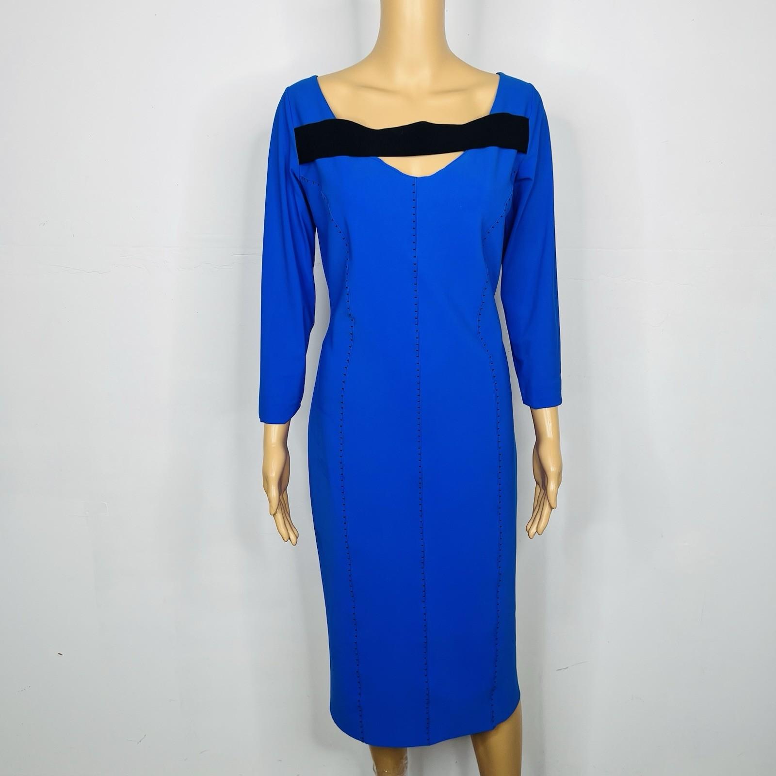 Chiara Boni La Petite Robe Arethusa Royal Blue Midi Dress Size 12 Stretch New