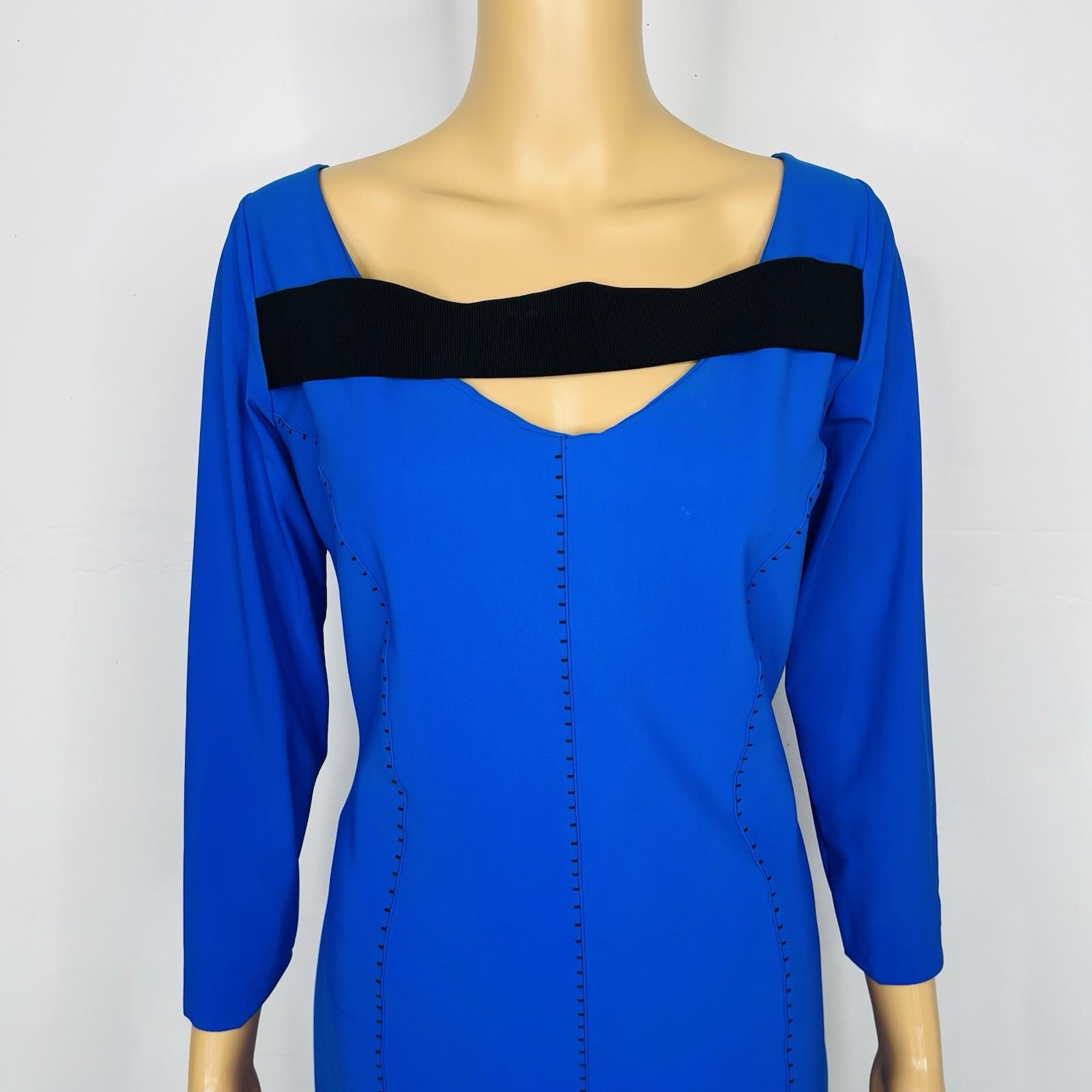 Chiara Boni La Petite Robe Arethusa Royal Blue Midi Dress Size 12 Stretch New