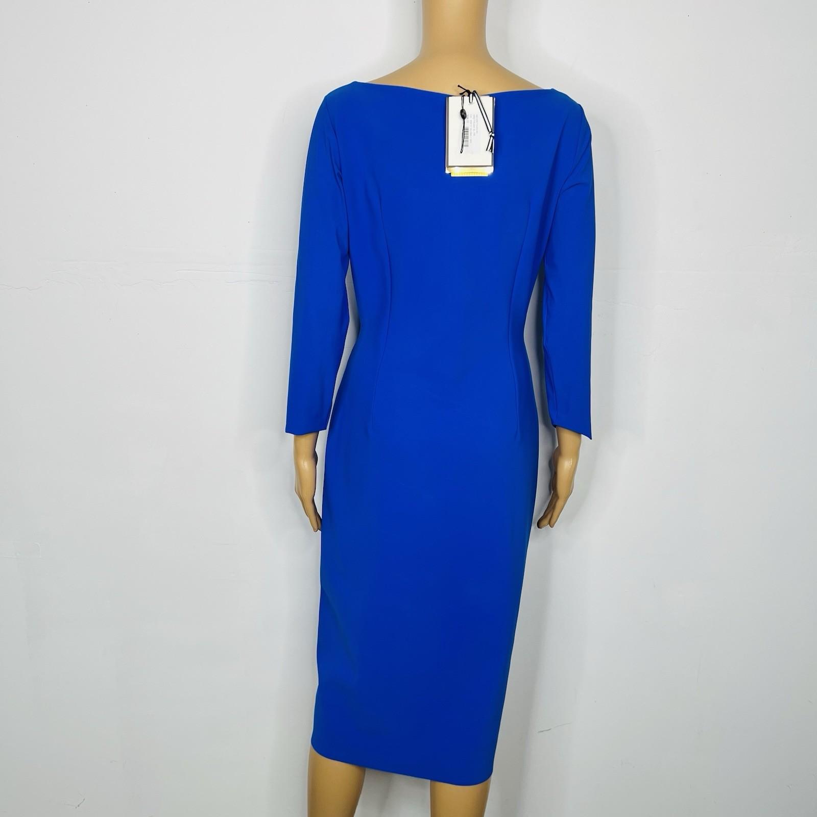 Chiara Boni La Petite Robe Arethusa Royal Blue Midi Dress Size 12 Stretch New