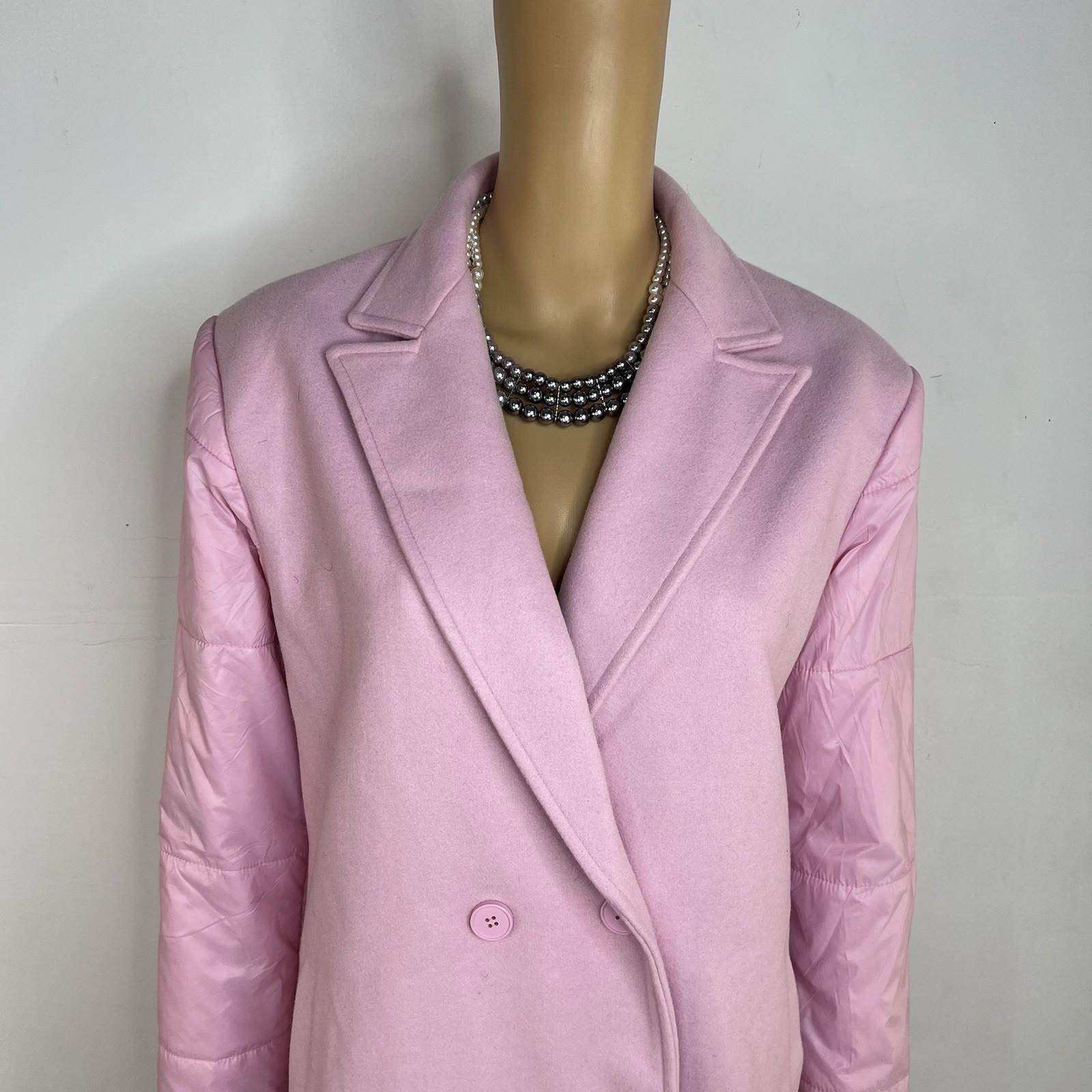 FashionNova Change of Season Pink Coat Size S Puffy Sleeves Midi Princess Roomy