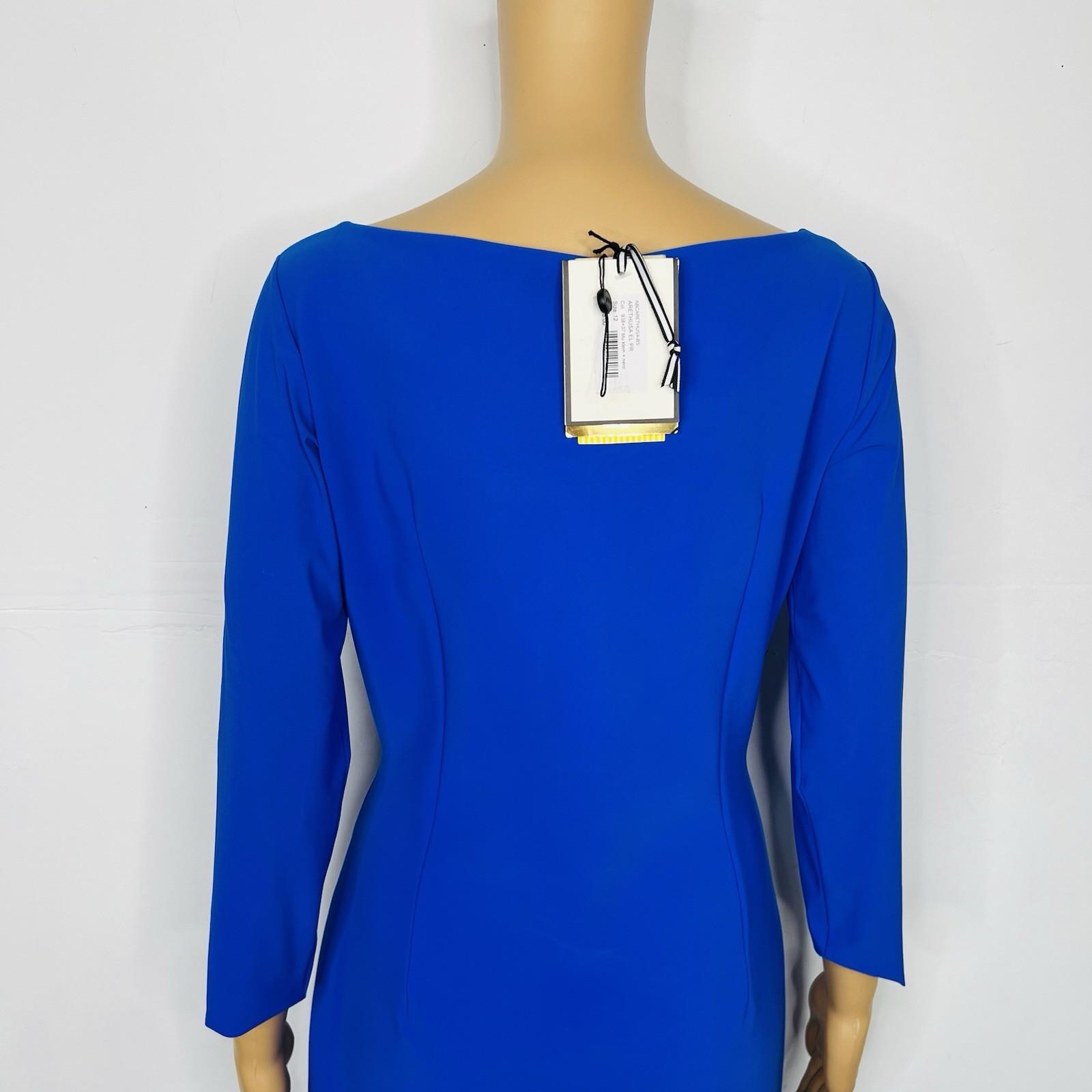 Chiara Boni La Petite Robe Arethusa Royal Blue Midi Dress Size 12 Stretch New