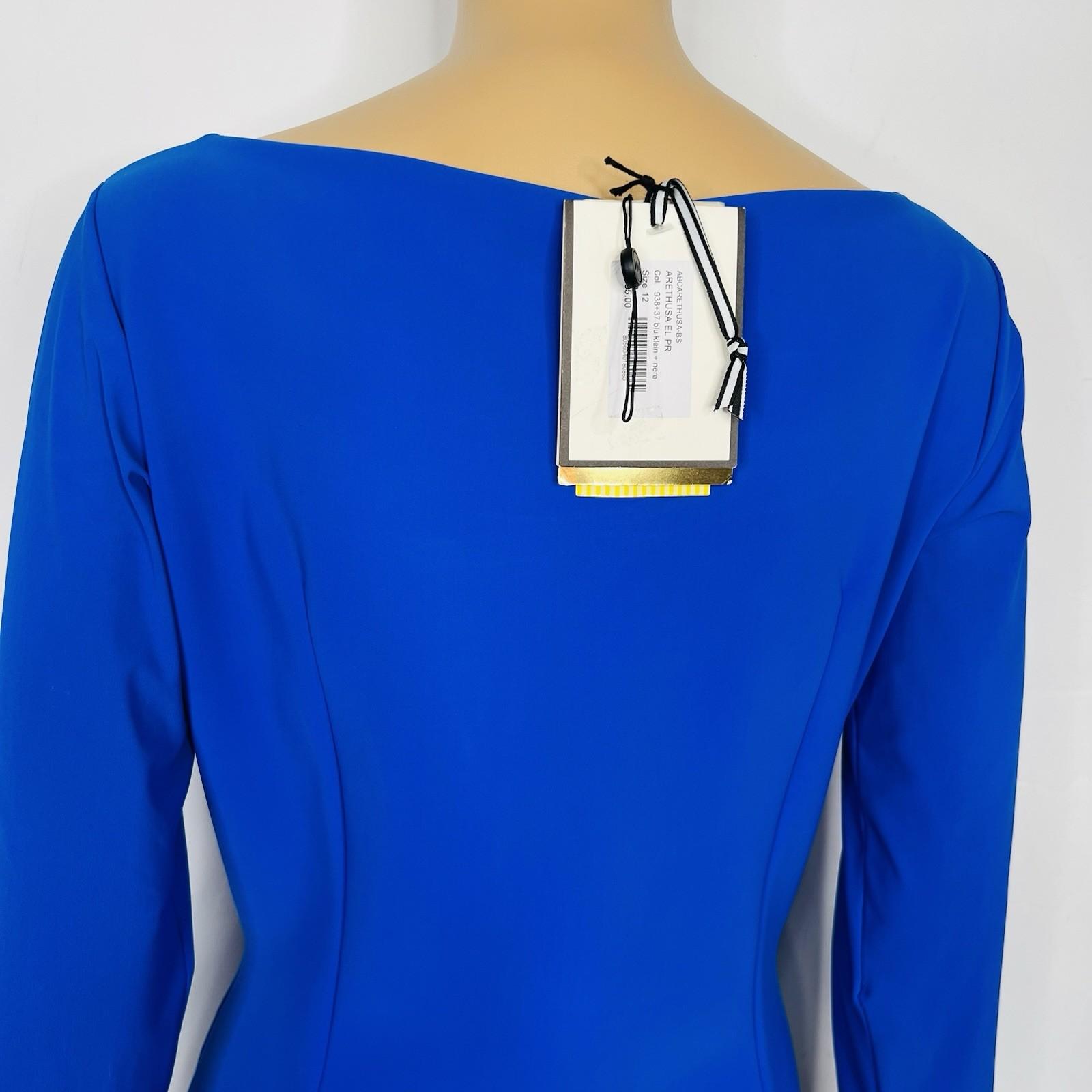 Chiara Boni La Petite Robe Arethusa Royal Blue Midi Dress Size 12 Stretch New