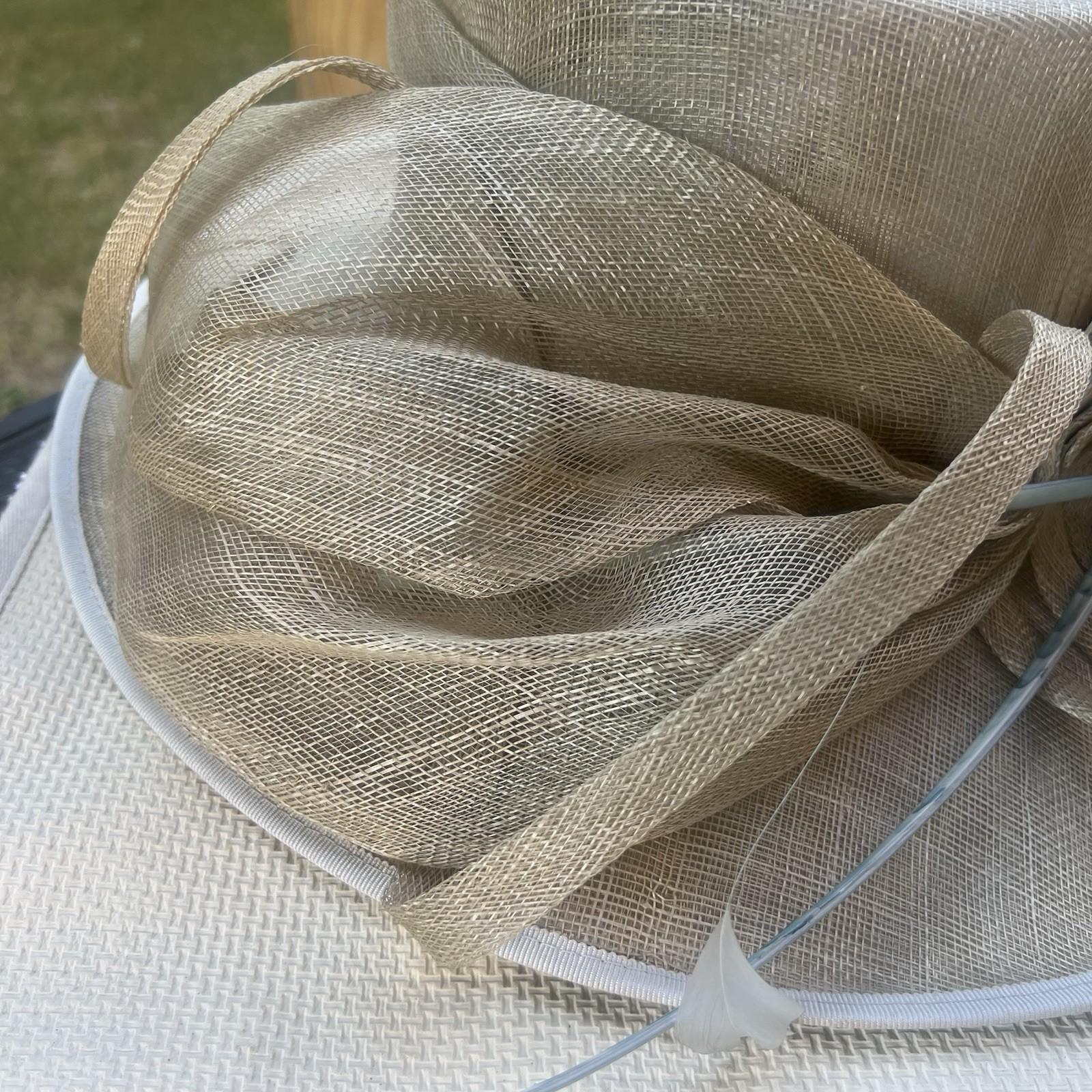 The London designer collection 100% Sinamay Derby Church Hat Feather Wide Brim