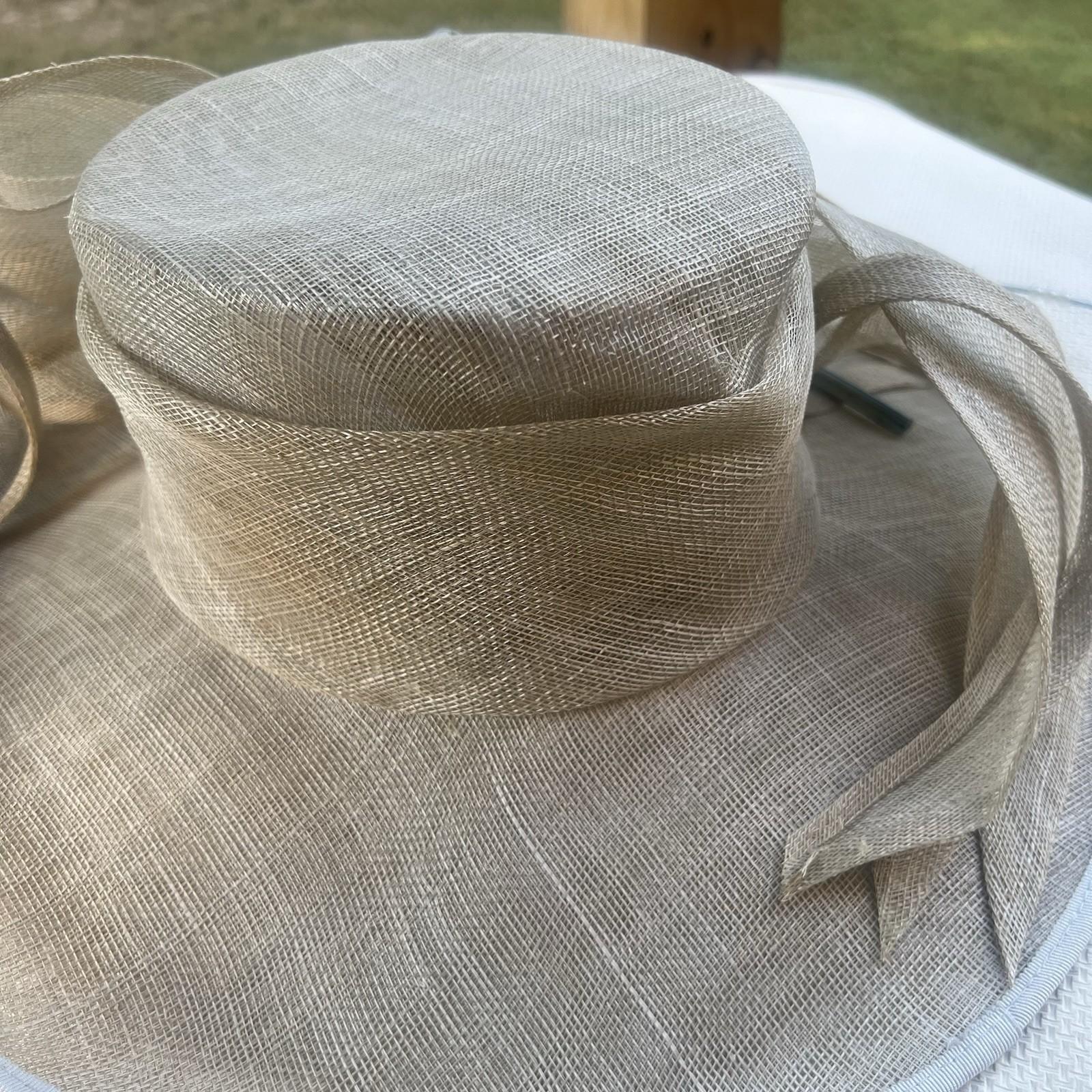 The London designer collection 100% Sinamay Derby Church Hat Feather Wide Brim