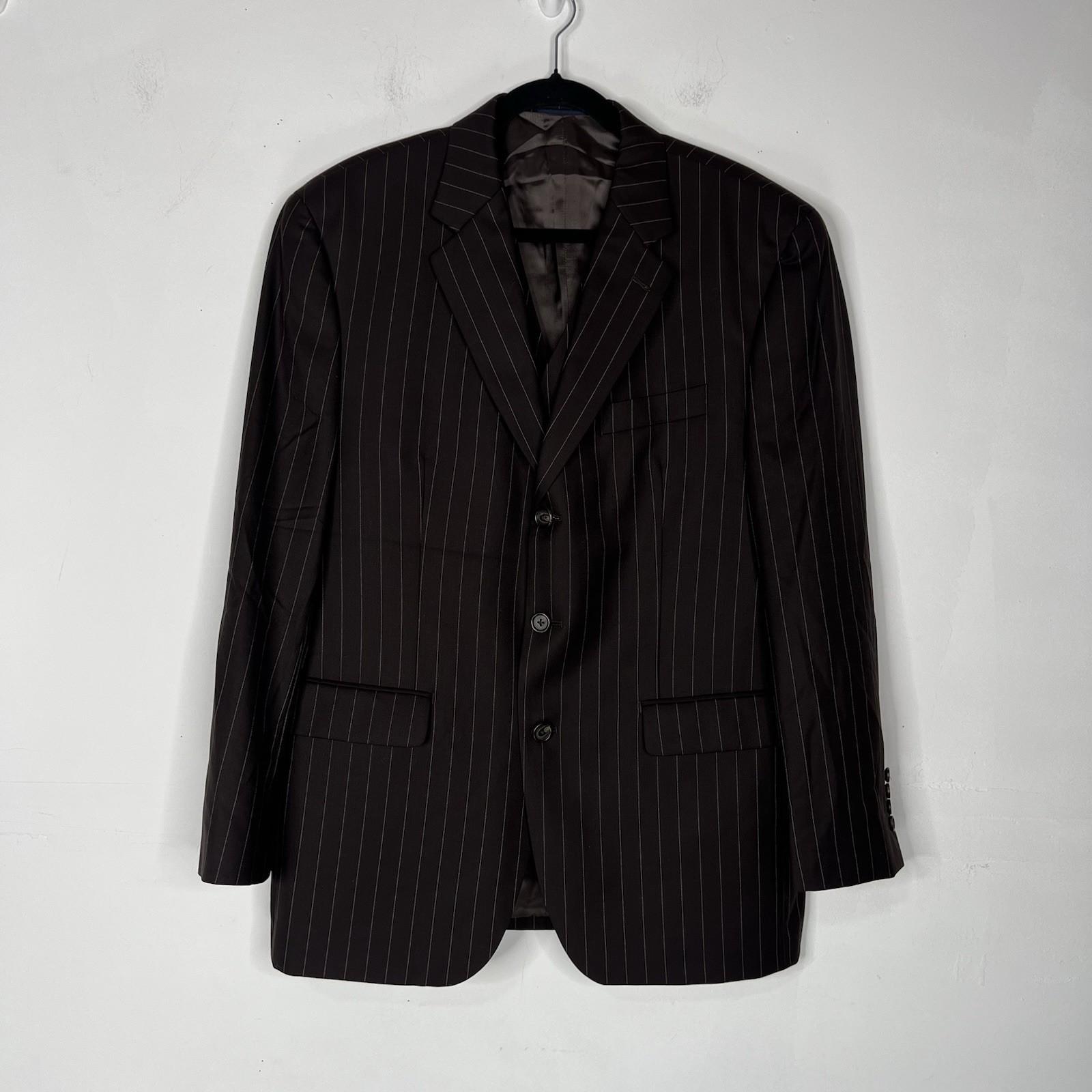 Ralph Ralph Lauren Suit Mens 42R Wool 3PC Jacket Vest Pants Brown Striped