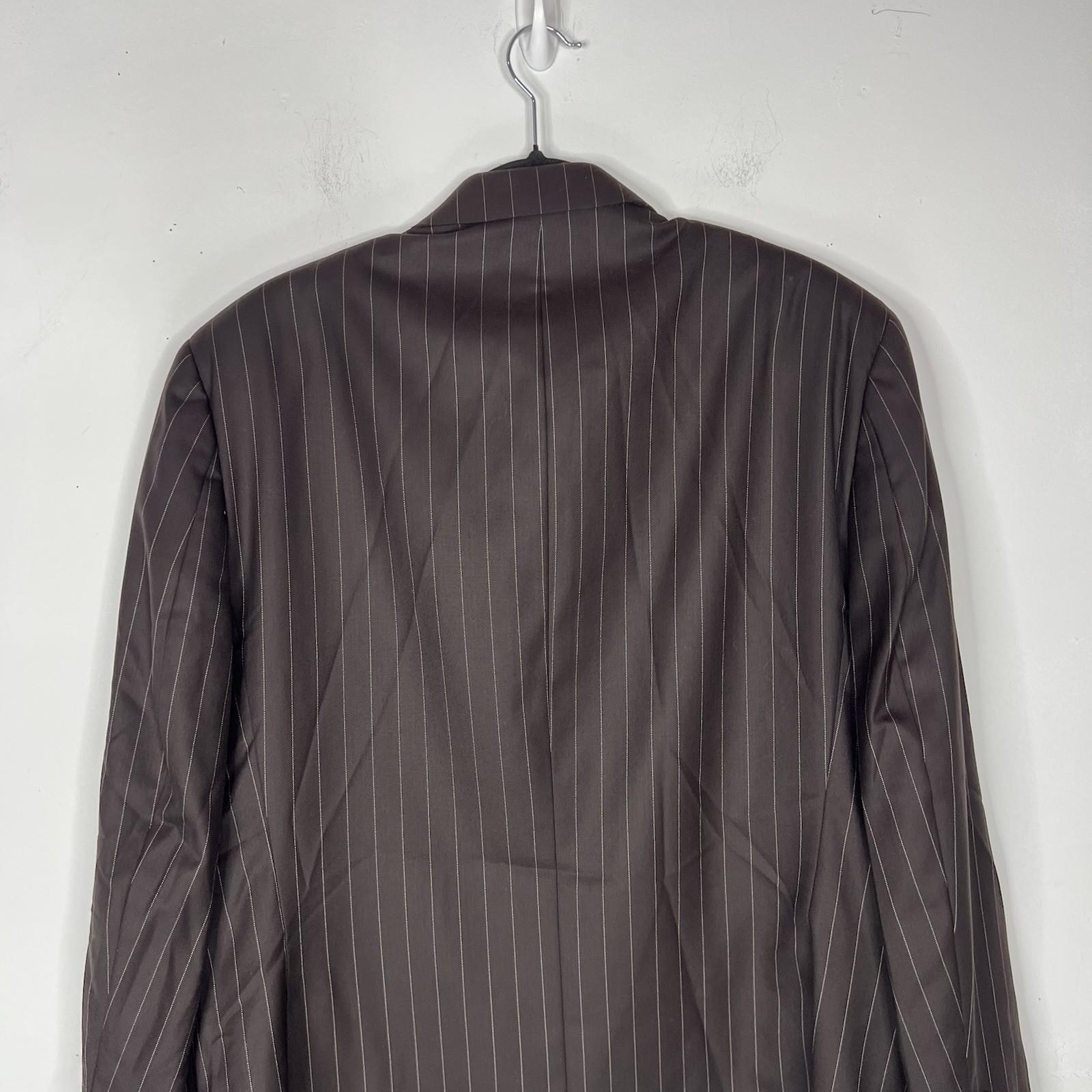 Ralph Ralph Lauren Suit Mens 42R Wool 3PC Jacket Vest Pants Brown Striped