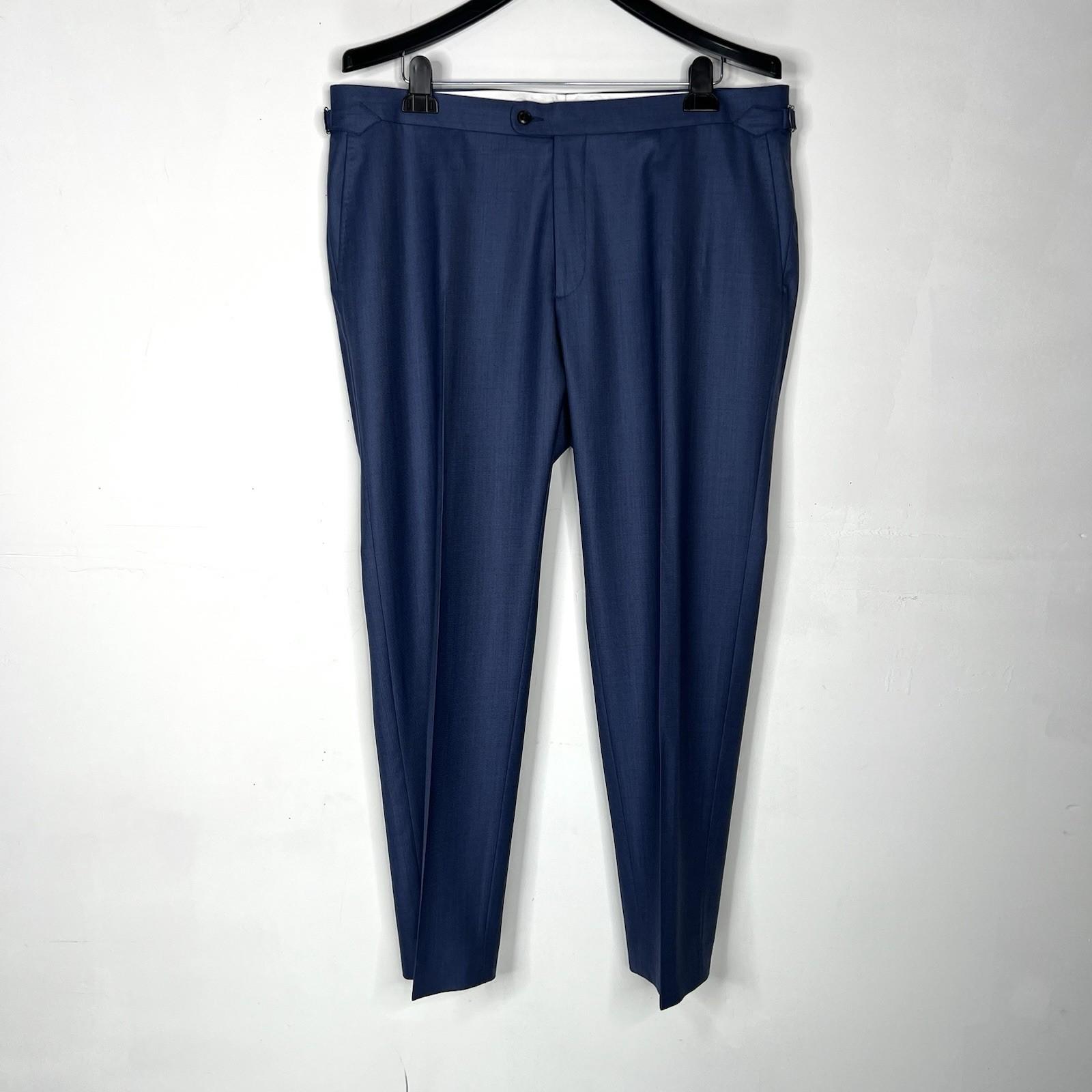 10-7447.jpg SUITSUPPLY Men Model Custom Wool Pants 40x30.5 Blue Flat Front Slim Straight New