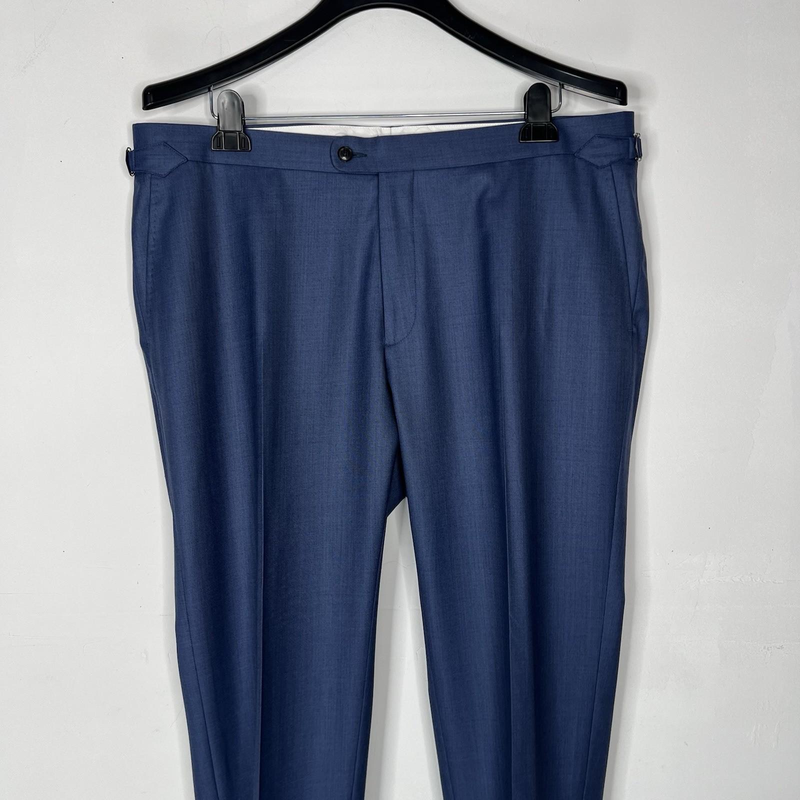 10-7449.jpg SUITSUPPLY Men Model Custom Wool Pants 40x30.5 Blue Flat Front Slim Straight New