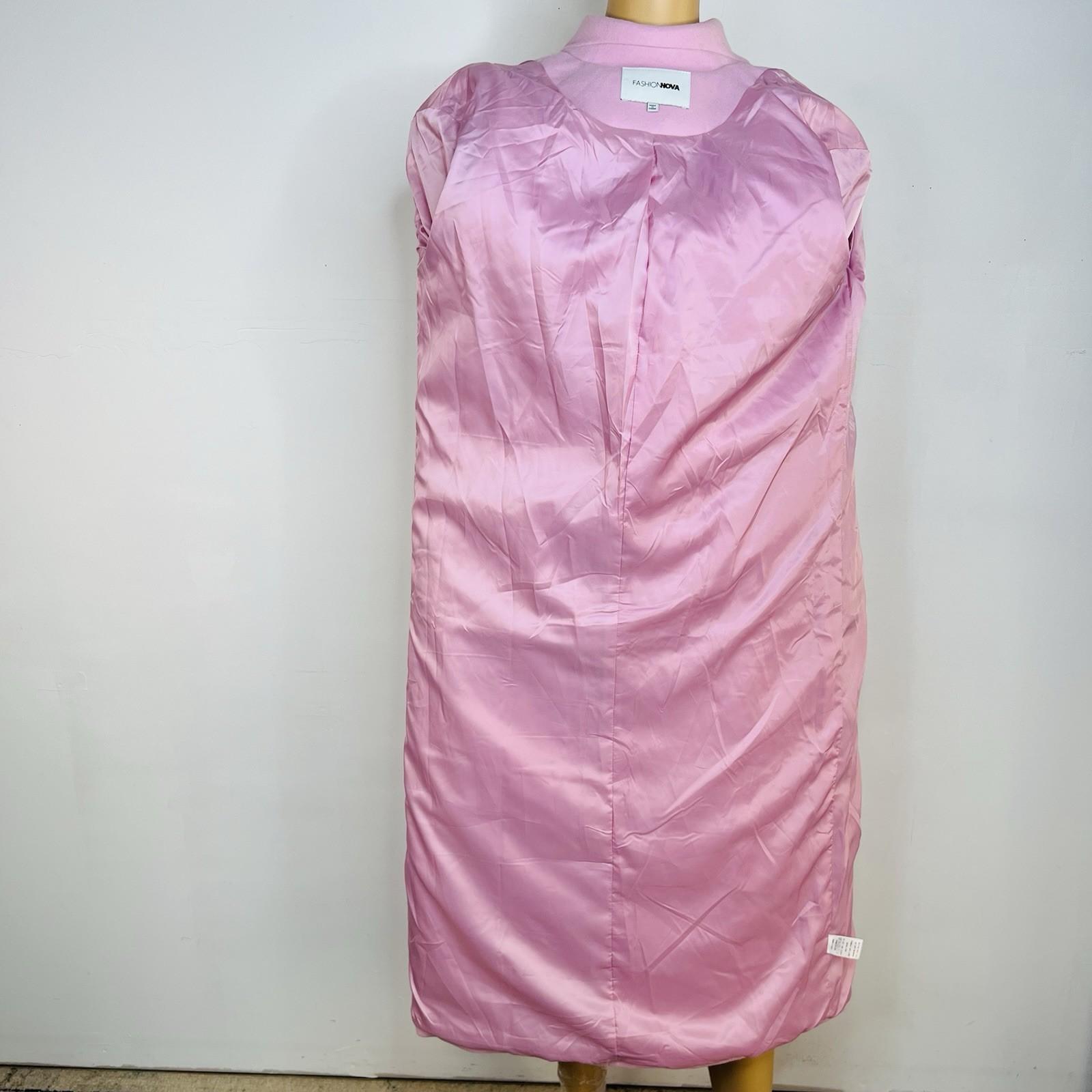 FashionNova Change of Season Pink Coat Size S Puffy Sleeves Midi Princess Roomy