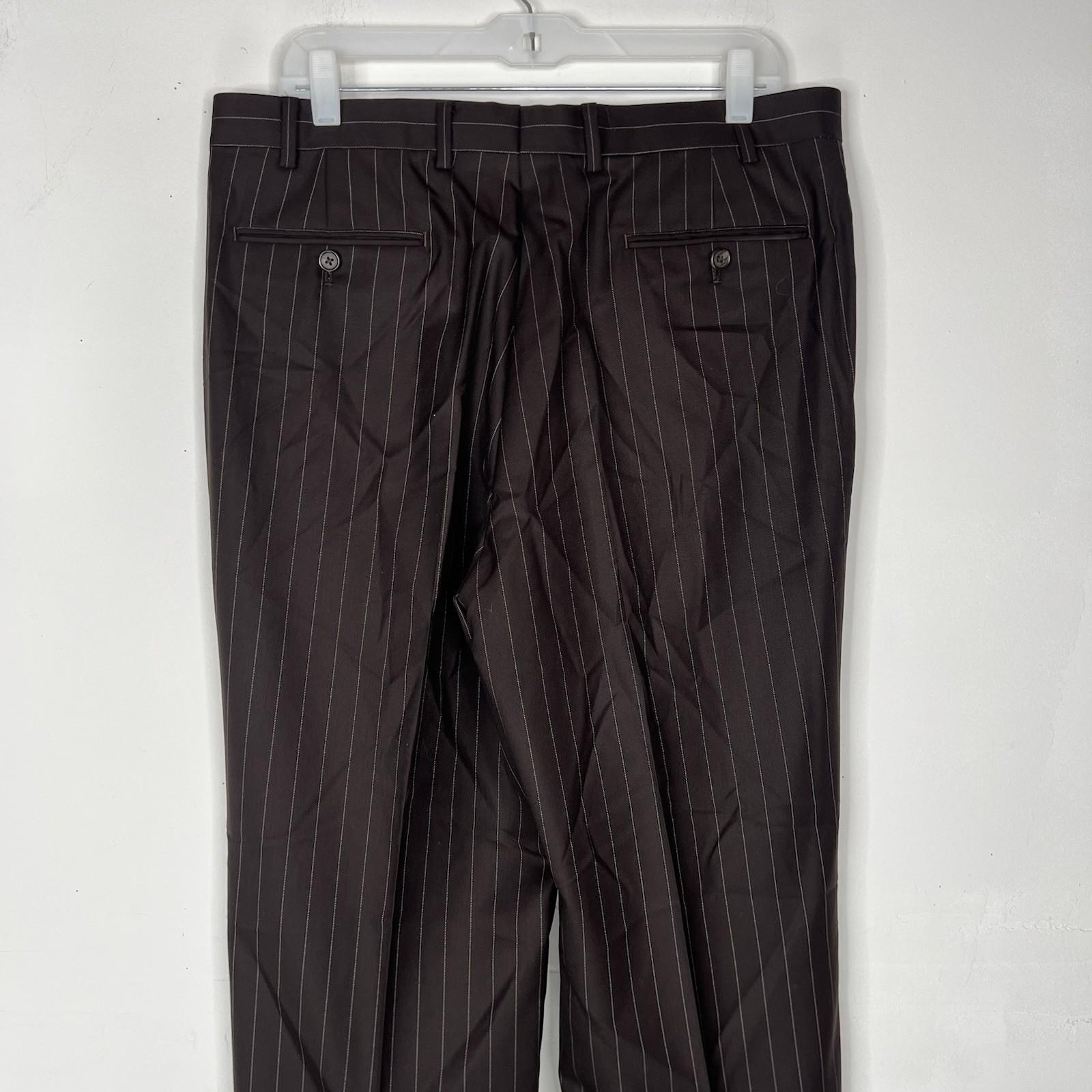 Ralph Ralph Lauren Suit Mens 42R Wool 3PC Jacket Vest Pants Brown Striped