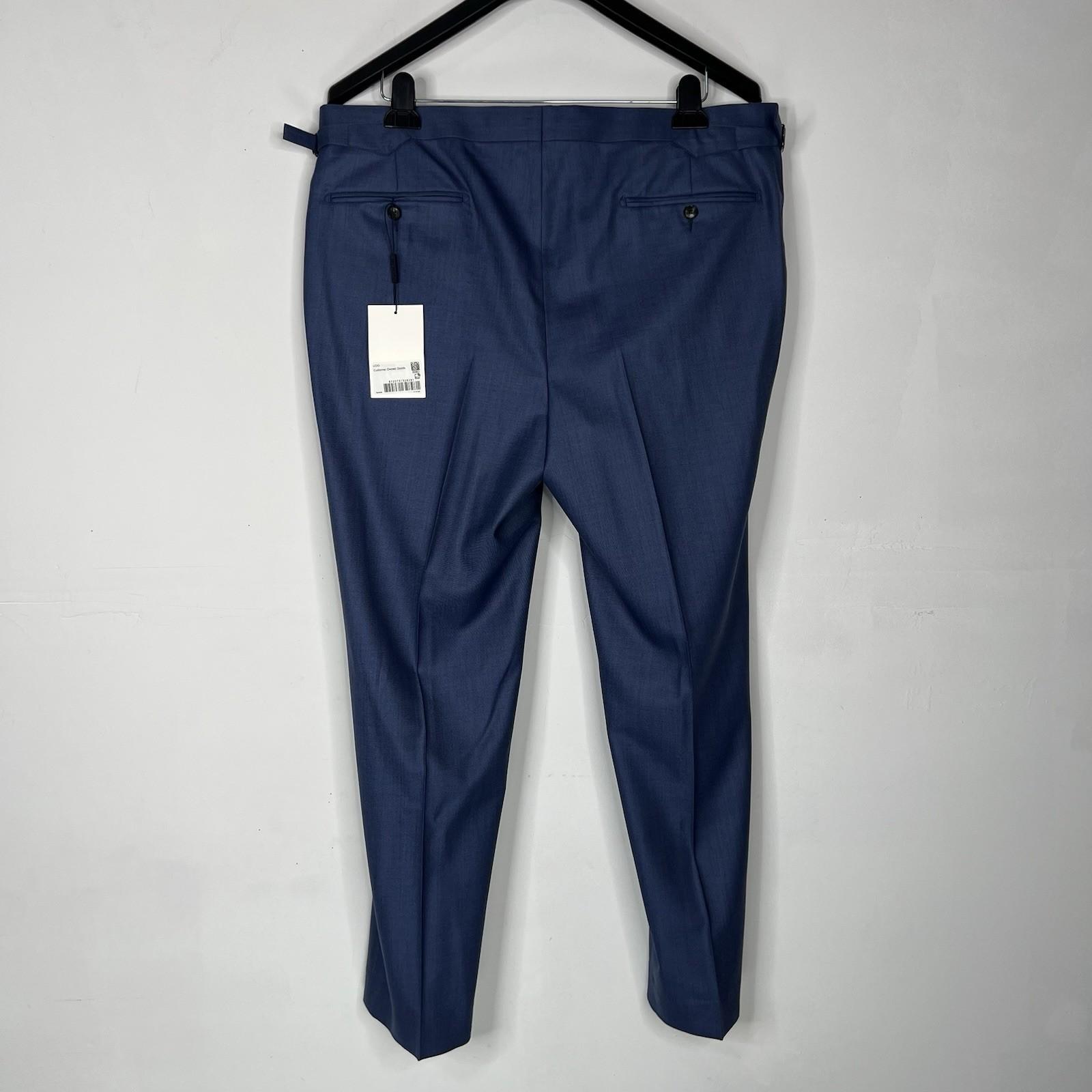 10-7456.jpg SUITSUPPLY Men Model Custom Wool Pants 40x30.5 Blue Flat Front Slim Straight New