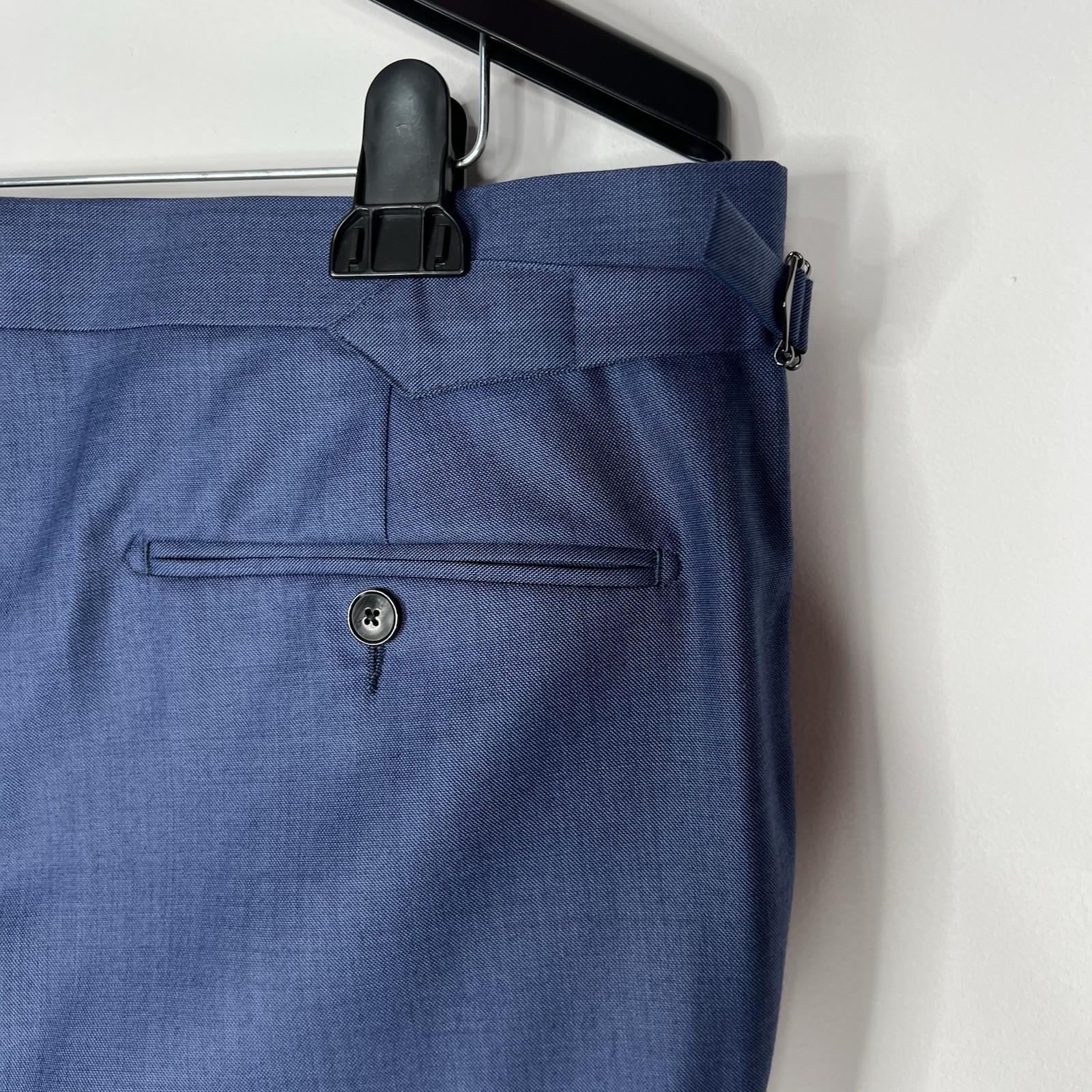 10-7458.jpg SUITSUPPLY Men Model Custom Wool Pants 40x30.5 Blue Flat Front Slim Straight New