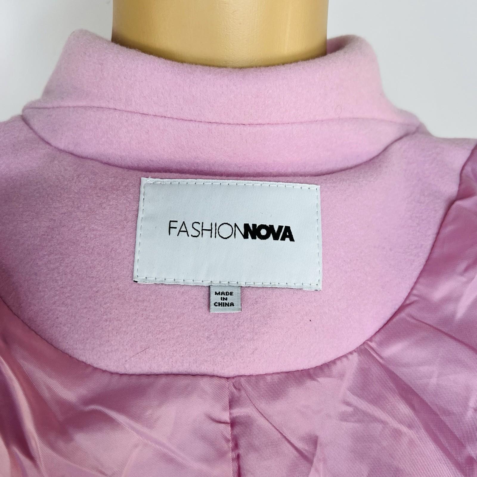 FashionNova Change of Season Pink Coat Size S Puffy Sleeves Midi Princess Roomy