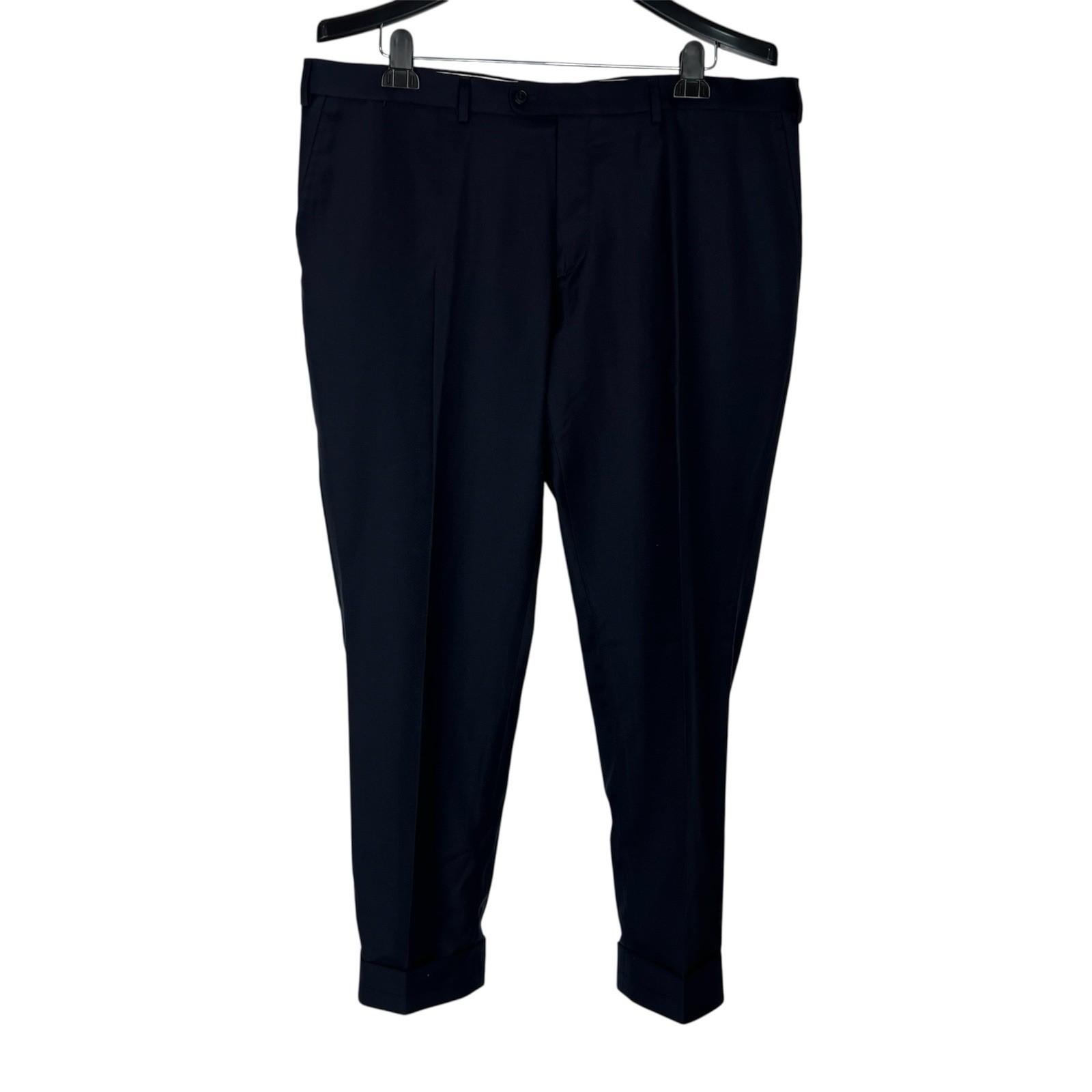 SuitSupply Slim Leg Straight Brescia Trousers Wool Pants 42x29 Navy Flat Front