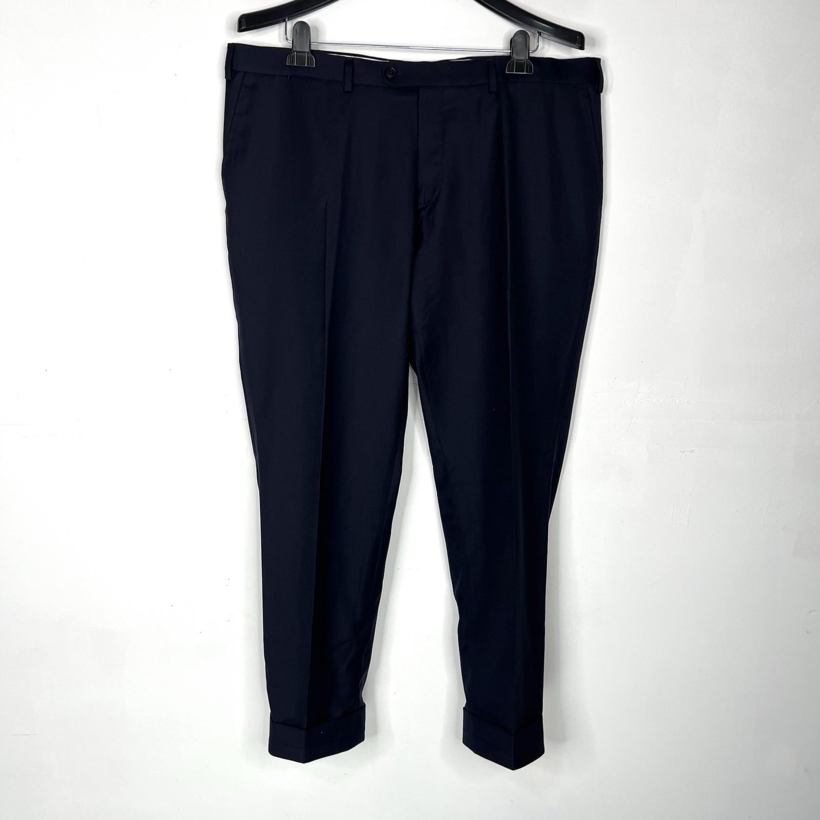SuitSupply Slim Leg Straight Brescia Trousers Wool Pants 42x29 Navy Flat Front
