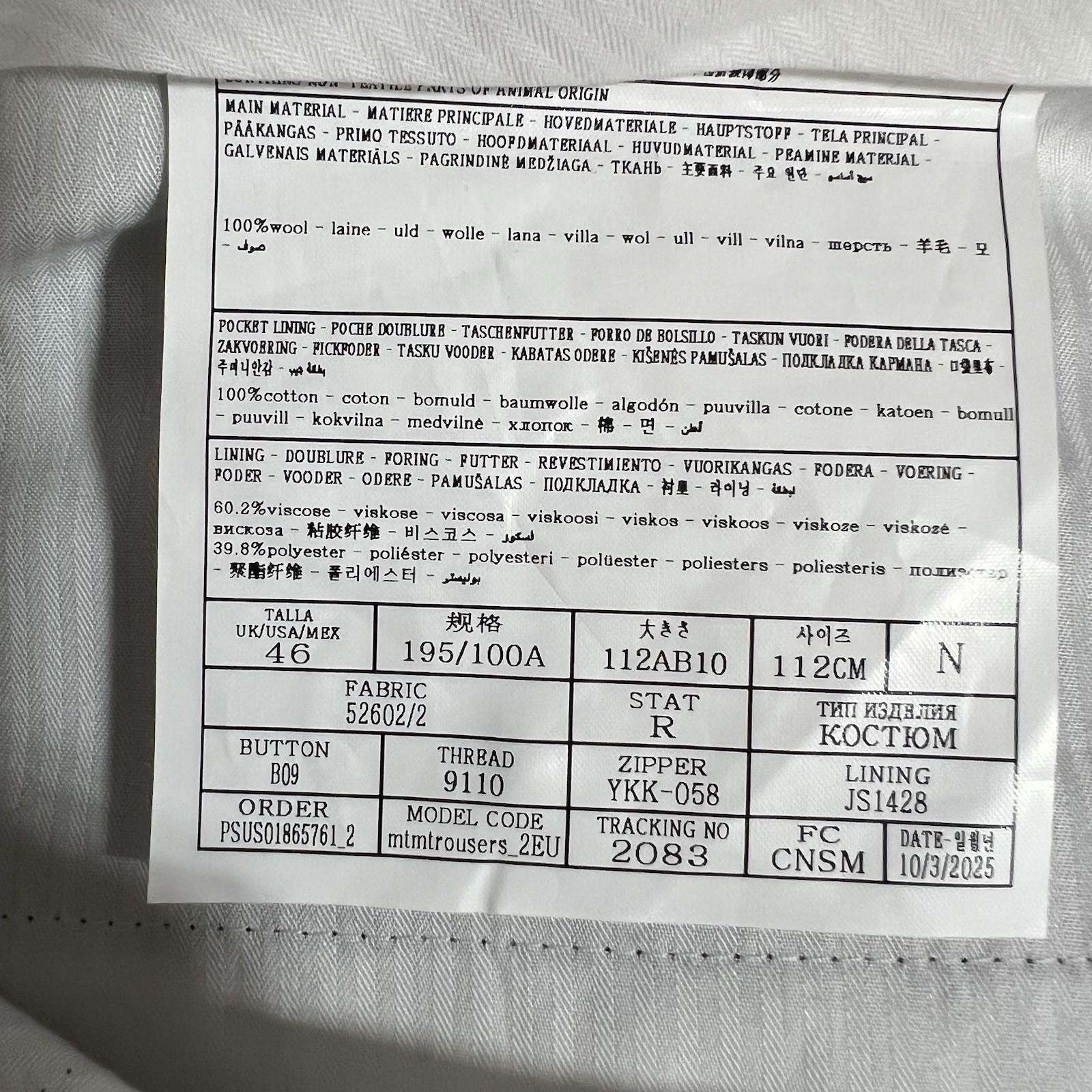 10-7469.jpg SUITSUPPLY Men Model Custom Wool Pants 40x30.5 Blue Flat Front Slim Straight New