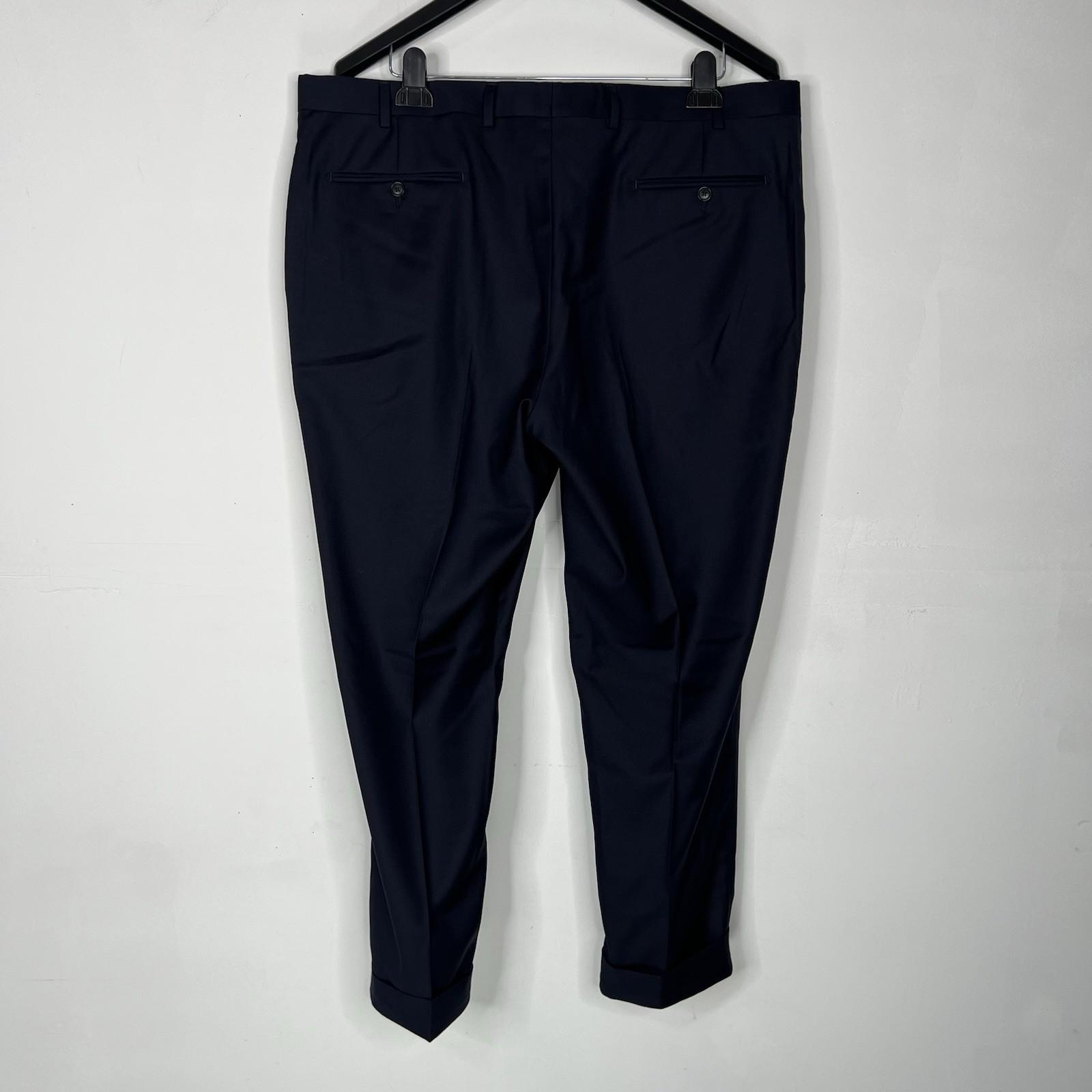 SuitSupply Slim Leg Straight Brescia Trousers Wool Pants 42x29 Navy Flat Front