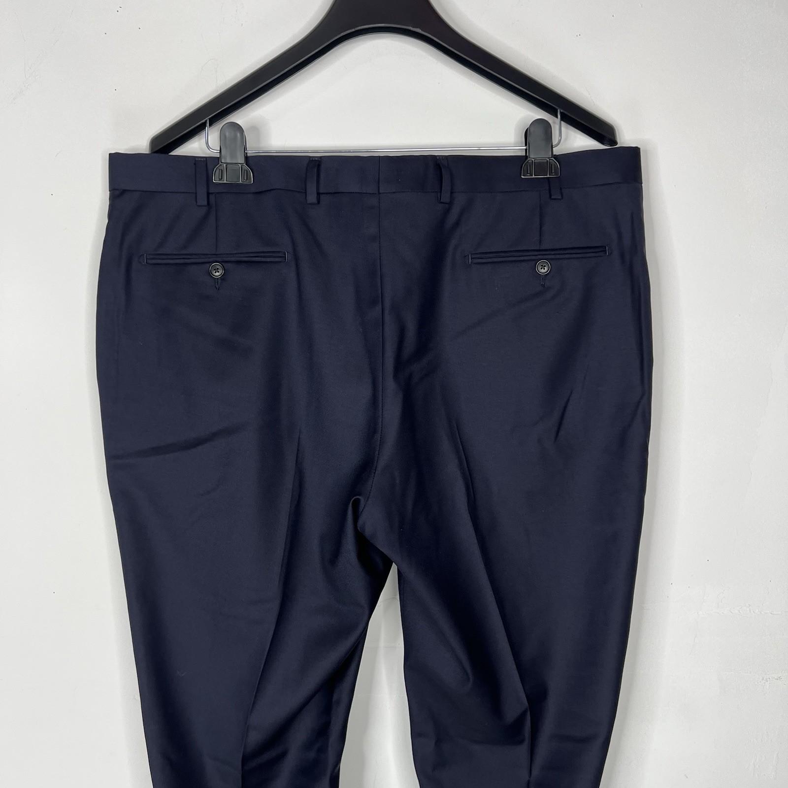 SuitSupply Slim Leg Straight Brescia Trousers Wool Pants 42x29 Navy Flat Front
