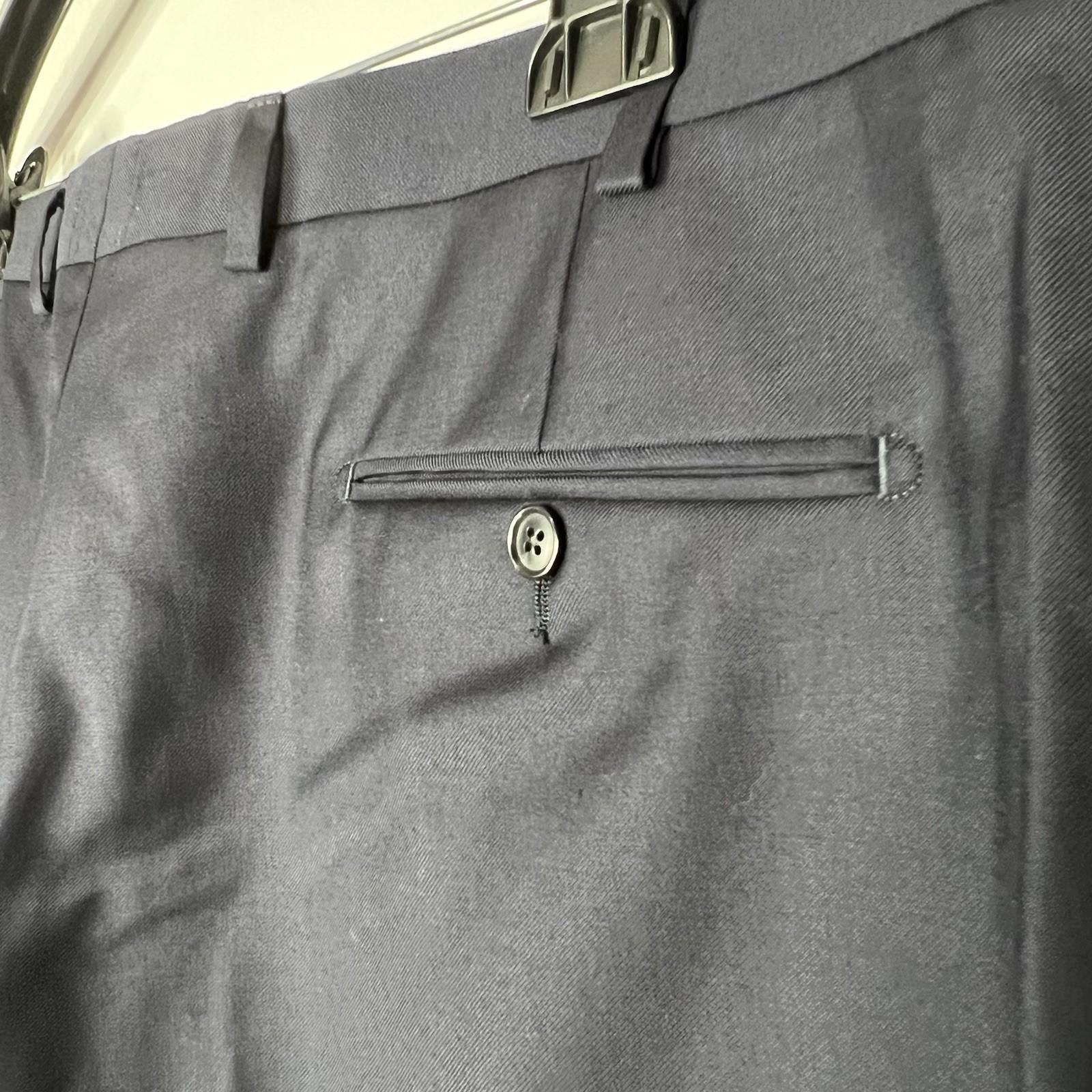 SuitSupply Slim Leg Straight Brescia Trousers Wool Pants 42x29 Navy Flat Front