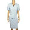 KASPER ASL 2PC Sky Blue Polyester Lined Short Sleeves Career Skirt Suit Size 6