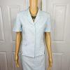 KASPER ASL 2PC Sky Blue Polyester Lined Short Sleeves Career Skirt Suit Size 6