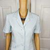 KASPER ASL 2PC Sky Blue Polyester Lined Short Sleeves Career Skirt Suit Size 6