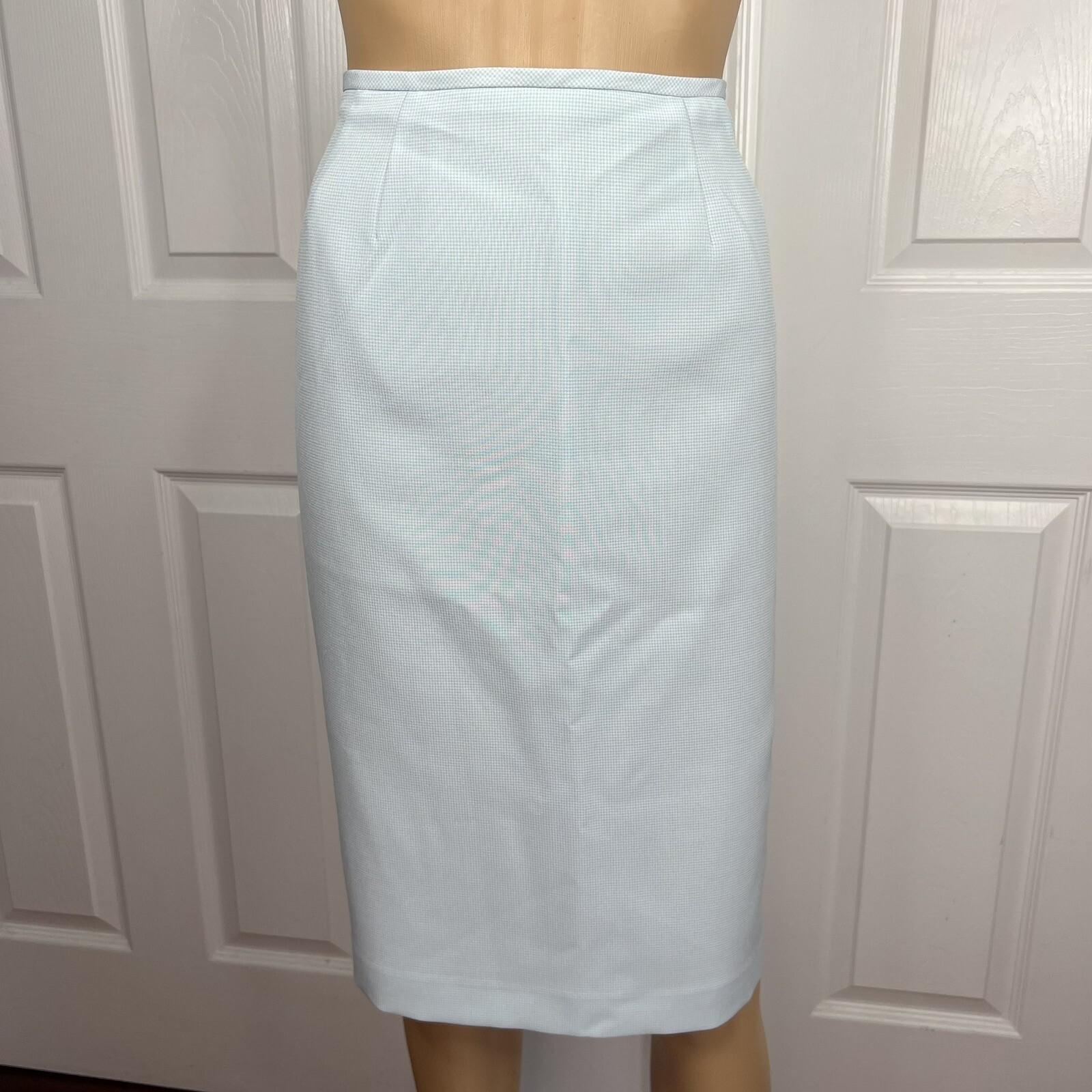 KASPER ASL 2PC Sky Blue Polyester Lined Short Sleeves Career Skirt Suit Size 6