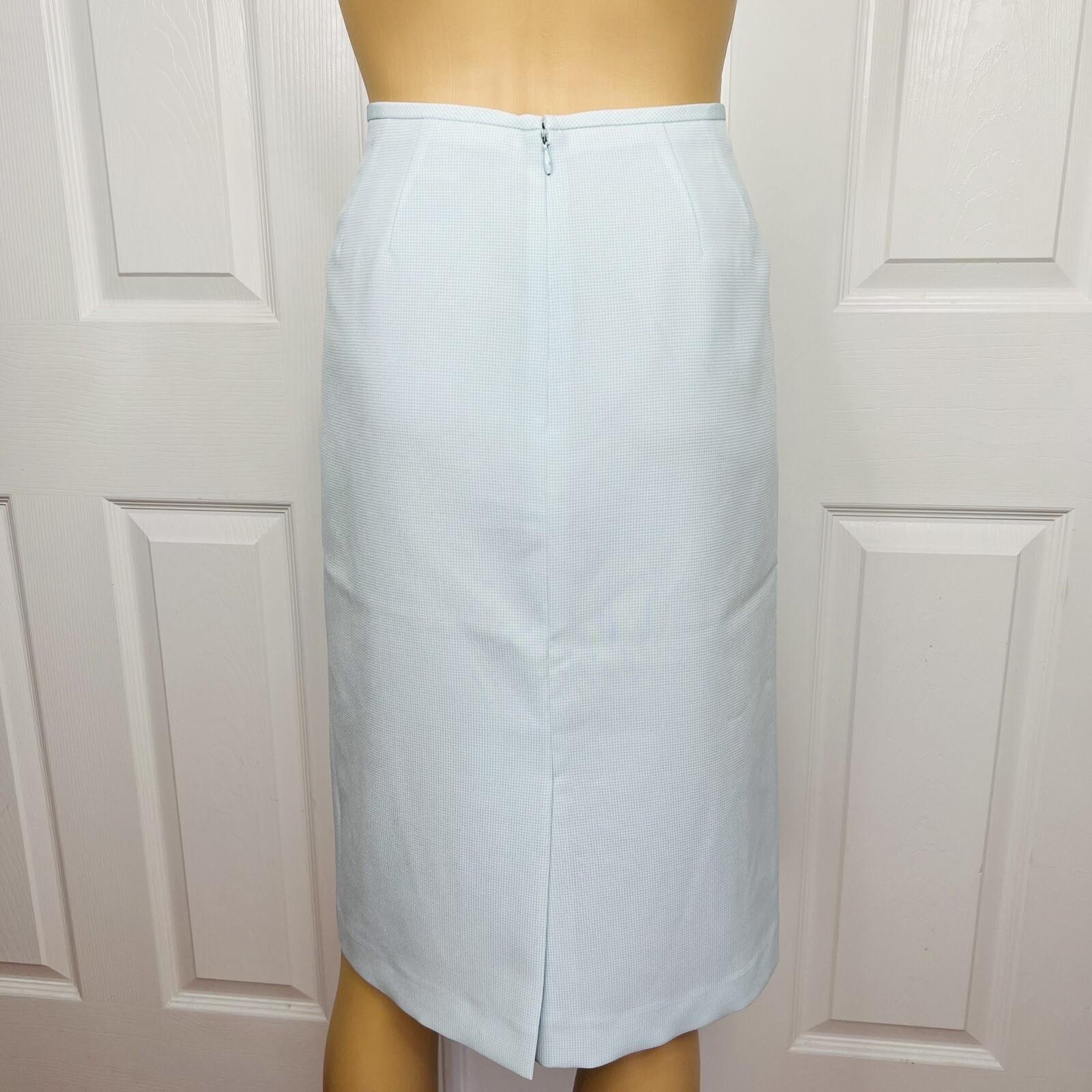 KASPER ASL 2PC Sky Blue Polyester Lined Short Sleeves Career Skirt Suit Size 6