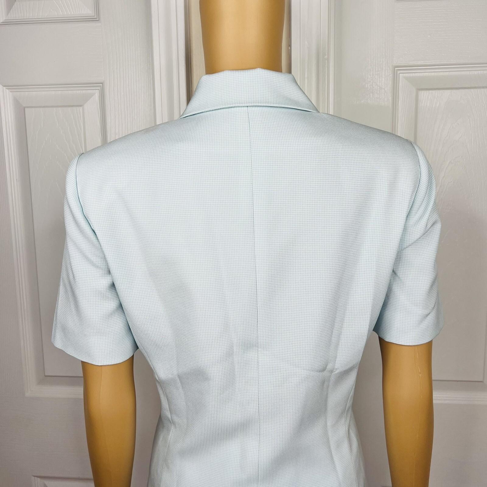 KASPER ASL 2PC Sky Blue Polyester Lined Short Sleeves Career Skirt Suit Size 6