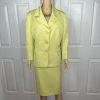 KASPER Women 2PC Lime Polyester Lined Peak Collar Cocktail Skirt Suit Size 18