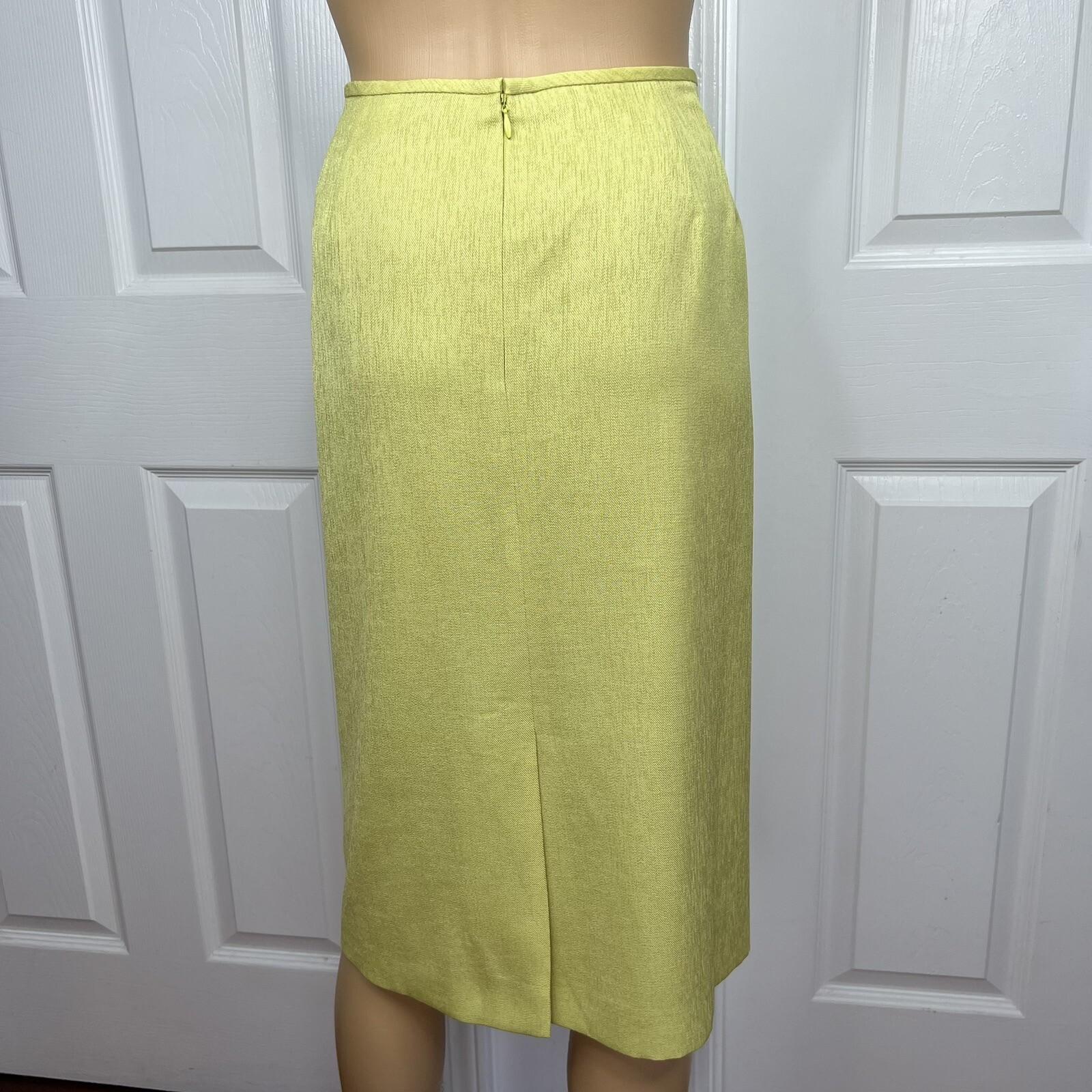 KASPER Women 2PC Lime Polyester Lined Peak Collar Cocktail Skirt Suit Size 18