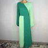 Asos design Textured Twist Maxi Dress 14 Green Bubble Long Sleeves Scoop Neck