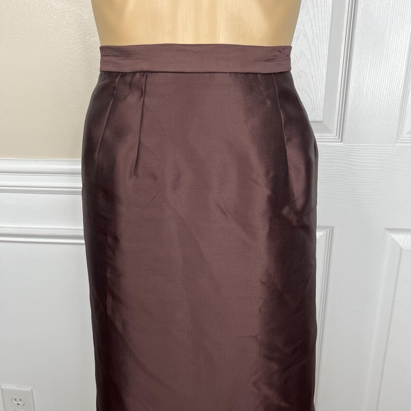 Lily &Taylor Polyester Metallic Skirt Suit 10 Blue Brown Pleated Ruffle 2PC