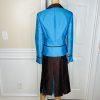 Lily &Taylor Polyester Metallic Skirt Suit 10 Blue Brown Pleated Ruffle 2PC