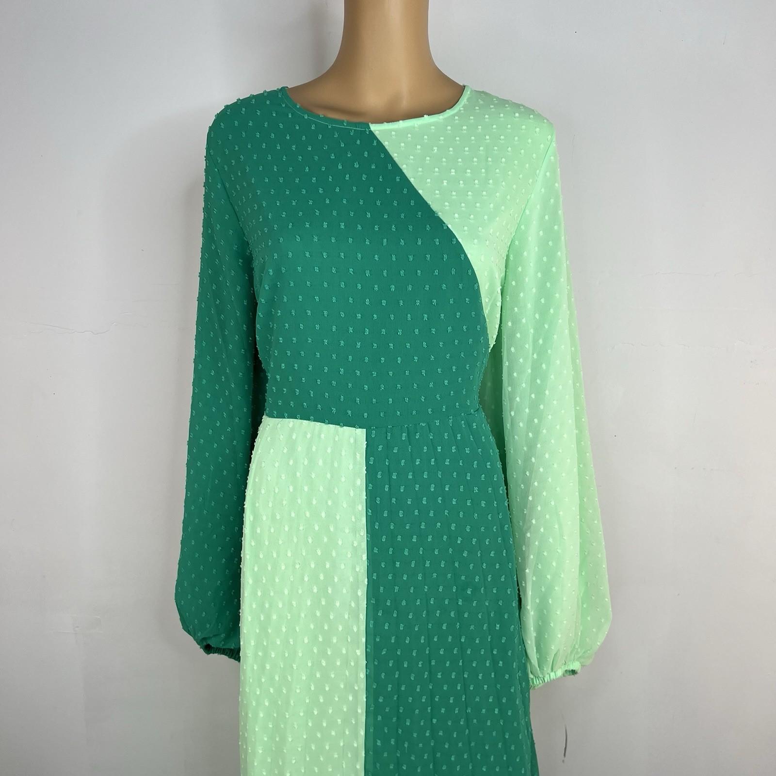 Asos design Textured Twist Maxi Dress 14 Green Bubble Long Sleeves Scoop Neck