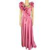 ILGWU Vintage Cottage Chic Dress 8 Purple Ruffle Drop Waist Maxi Gown Belted