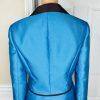 Lily &Taylor Polyester Metallic Skirt Suit 10 Blue Brown Pleated Ruffle 2PC