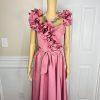 ILGWU Vintage Cottage Chic Dress 8 Purple Ruffle Drop Waist Maxi Gown Belted